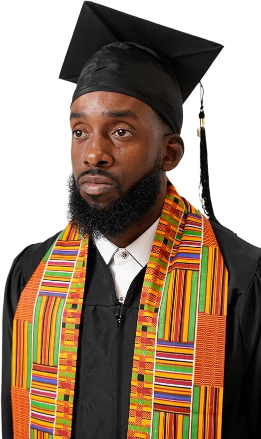 Dupsie's 1pc Kente African Print Graduation Stole, Made in Africa Black History, Festivals, Cultural, HBCU, Graduate, Schools