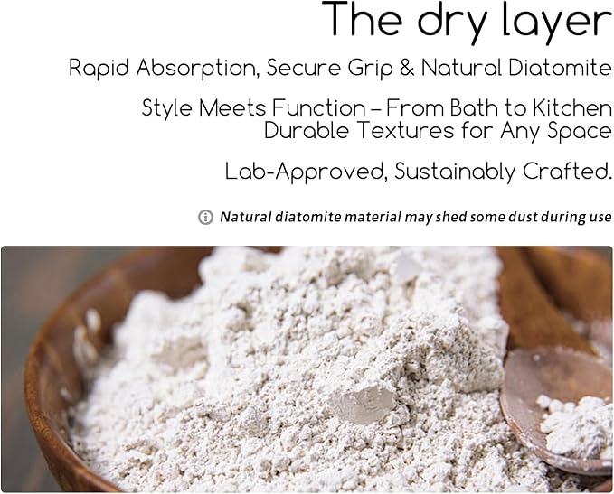 Stone Bath Mat 24"x16" - Diatomaceous Earth Shower Mat, Quick Dry, Anti-Slip, Modern Design with Bonus Non-Slip Pad - Perfect for Home Safety and Style,White,Straight