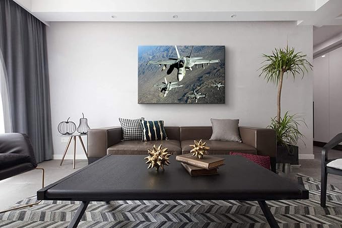 Airplane Wall Art F/A-18E/F Hornet Strike Fighter Aviation Art Prints Airplane Posters Plane Poster Jet Wall Art Airplane Poster Military Wall Art for Boys Room Bedroom Decor (28''Hx40''W)