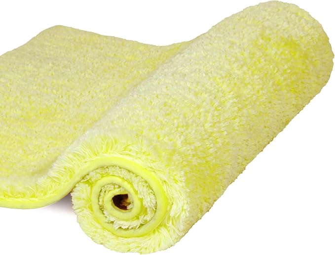 Walensee Bath Rug Non Slip Bathroom Mat (20 x 32, Yellow) Water Absorbent Soft Microfiber Shaggy Bathroom Rug Machine Washable Bath Mat Thick Plush Shower Mat