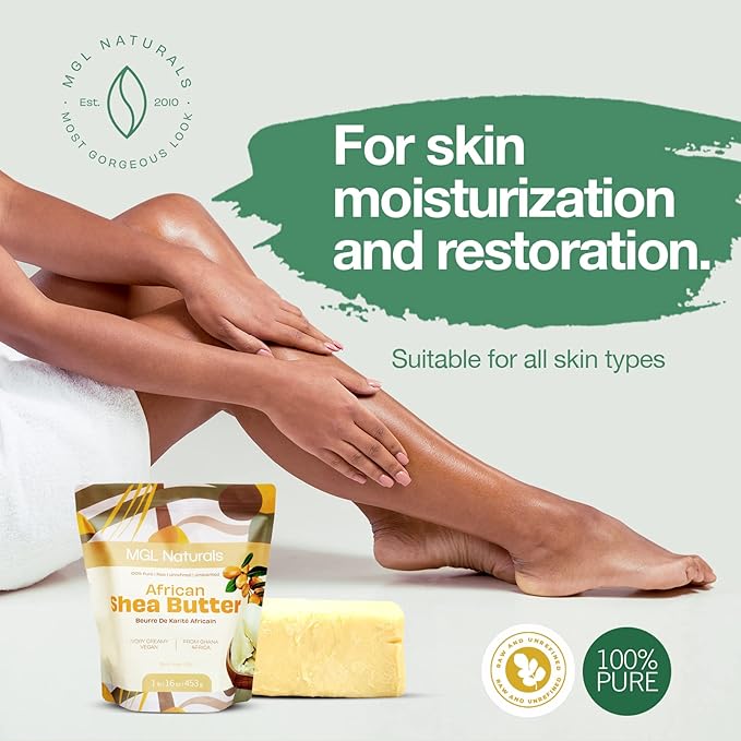 Raw African Shea Butter Ivory 2.2 lb, 100% Pure and Unrefined. Nourish and moisturize skin and hair. Use alone or DIY recipes. From Ghana, West Africa. (2.2 lb | 35.3 oz | 1kg)