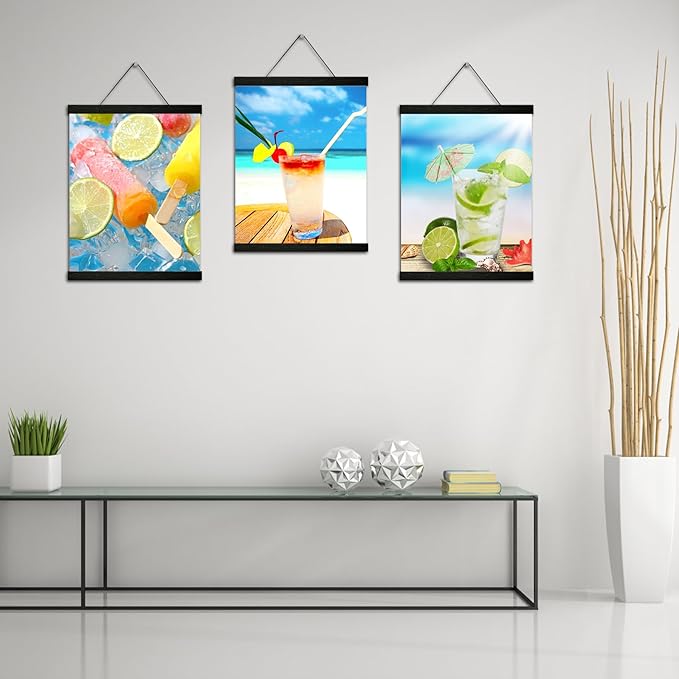 3 Pack Magnetic Poster Hanger Frame 20 Inch Black,20x24 20x30 20x28 Poster Frame Wood Magnet Frames Hangers for Photos Pictures Prints Maps Scrolls Canvas Artwork Diamond Art Painting,