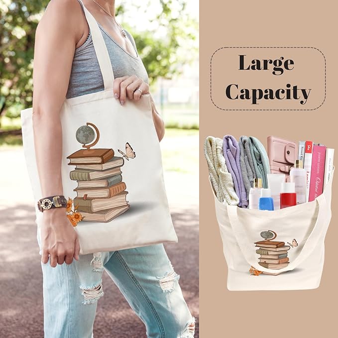 Tote Bag for Women, Canvas Tote Bag with Pockets,Canvas Shopping Bags,Reusable Grocery Bags