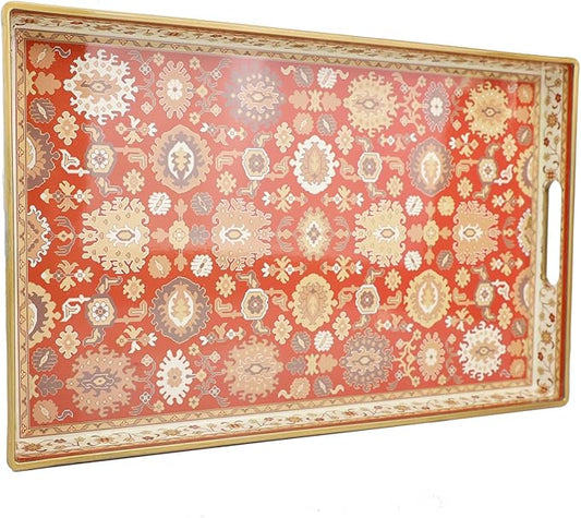 Spsyrine Serving Tray, Plastic Rectangular Coffee Table Tray with Handles, Modern Decorative Tray for Living Room, Ottoman, Home Decor, 15.6” X 10.2"