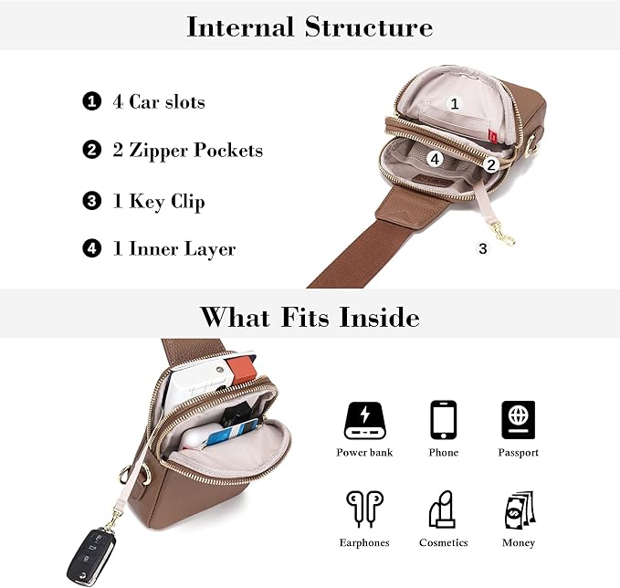 INICAT Travel Small Sling Bag Leather Crossbody Bags for Women Fanny Packs Cross Body Bag for Woman Cross Body Purses