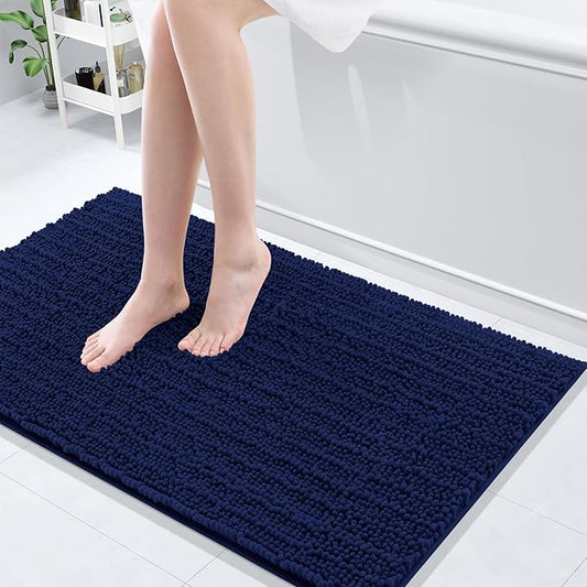 Arotive Luxury Chenille Bathroom Rug Mat, Extra Soft Thick Absorbent Shaggy Bath Rugs, Non-Slip Machine Wash Dry, Plush Bath Mats for Bathroom, Shower and Tub, 40x24, Navy
