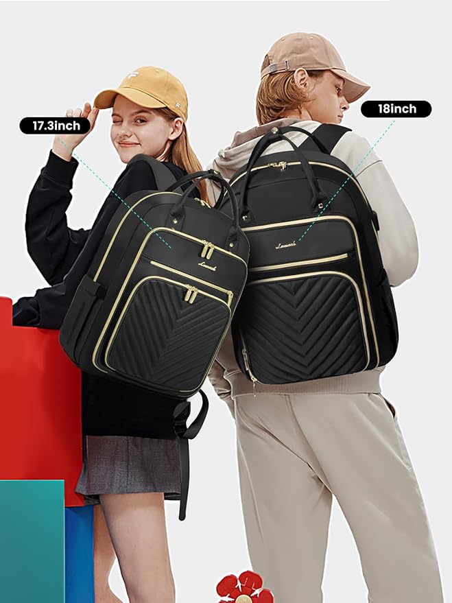 LOVEVOOK Laptop Backpack for Women, Water Resistant Travel Work Backpacks Purse Stylish Business Teacher Nurse Computer Bag with USB Charging Port,Black