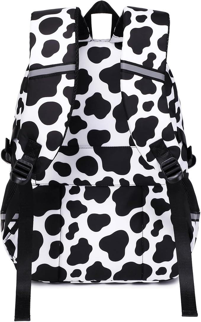 abshoo Big Student Laptop Backpack For College Women Middle High School Teen Girls Bookbag Travel Daypack (Cow Print Black)