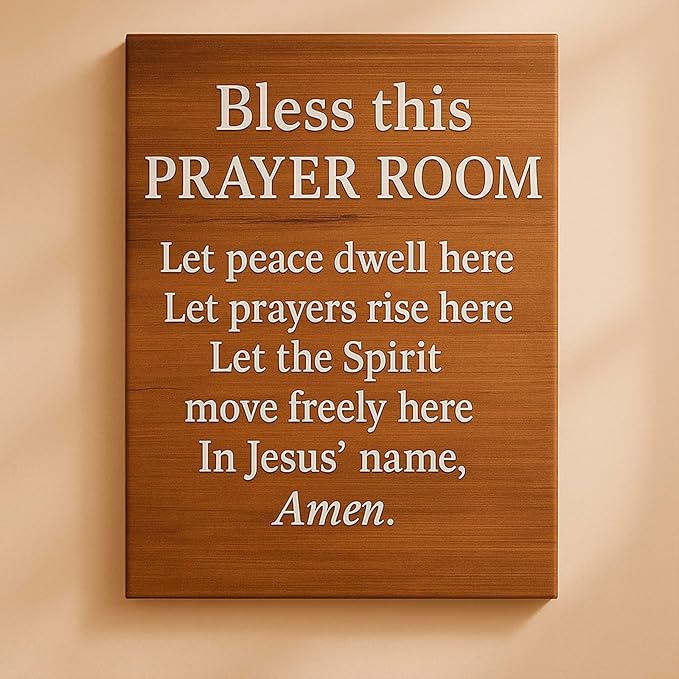 Bless This Prayer Room Canvas Print – Christian Blessing Wall Art Sign, 12x16 inch Faith Room Decor for Home Chapel, Meditation Space, and Prayer Corners