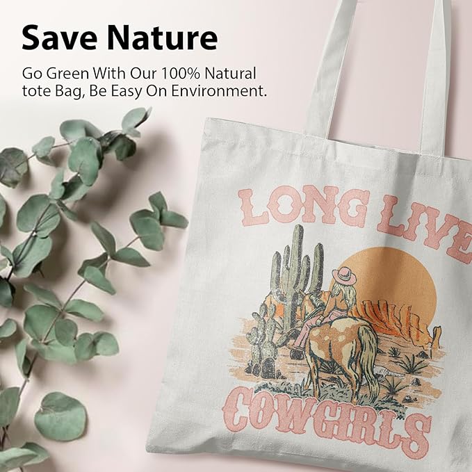 Western Cowgirl Canvas Tote Bags, Country Cowgirl Gift, Shopping Bagss, Aesthetic ToteBag for Women