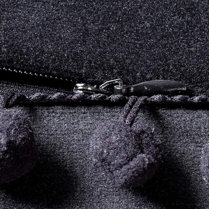 DEZENE Decorative Pillow Covers 22x22 Black: 2 Pack Cozy Soft Pom-poms Velvet Square Throw Pillow Cases for Farmhouse Home Decor