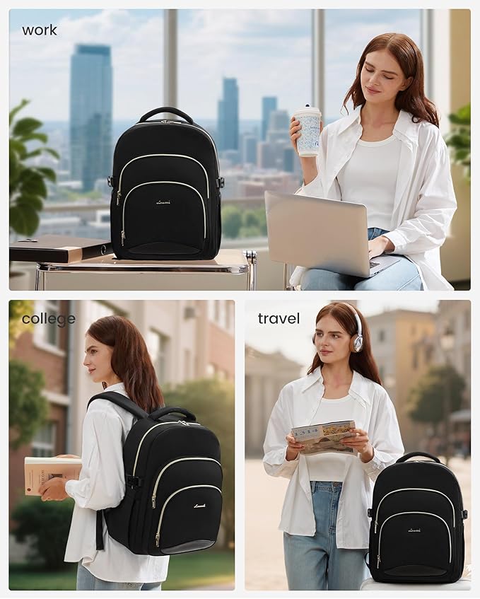 LOVEVOOK Laptop Backpack for Women, 15.6-Inch Work Backpack, Back to School Bookbag for College Student Teen Girls, Casual Personal Item Travel Bag Business Computer Daypack for Teacher Nurse, Gift