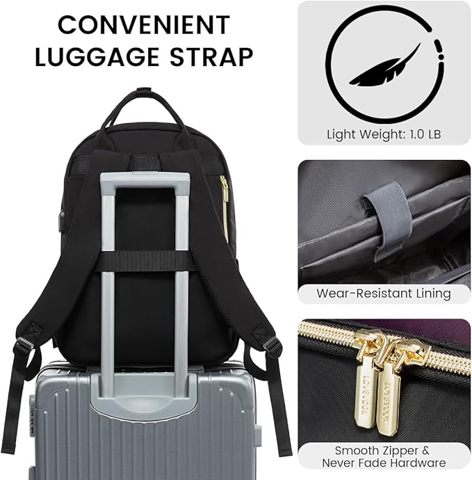 LOVEVOOK Laptop Backpack for Women, Water Resistant Travel Work Backpacks Purse Stylish Business Teacher Nurse Computer Bag with USB Charging Port, Fits 15.6" Laptop