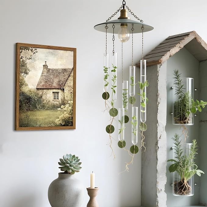 Vintage Farmhouse Wall Art, 3D Textured Nature Landscape Wall Decor Paintings, Hand Drawn Sandstone Farm House Picture Prints Artwork for Bedroom Living Room 16x24 inch Wood Framed