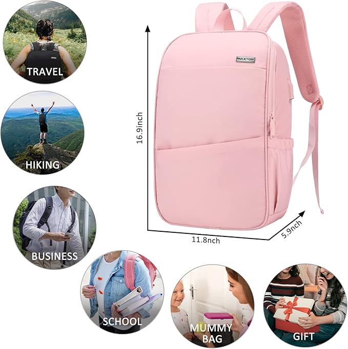 MAXTOP Deep Storage Laptop Backpack with USB Charging Port[Water Resistant] College Computer Bookbag Fits 16 Inch Laptop