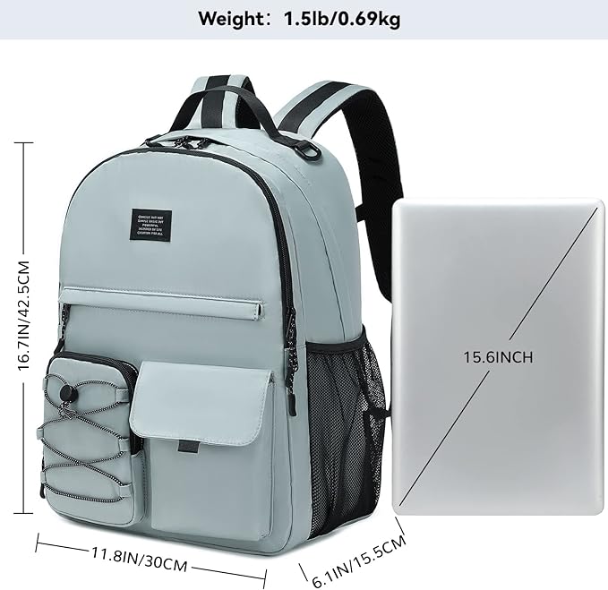 Lohol Fashion Backpack with Anti Theft Pocket, Water Resistant Travel Daypack for Teen Girls & Boys (Smoky Grey)