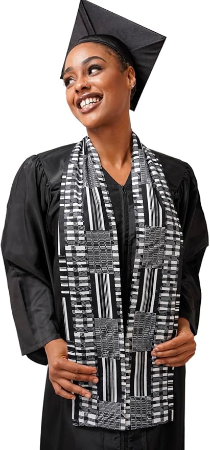Dupsie's 1pc Kente African Print Graduation Stole, Made in Africa Black History, Festivals, Cultural, HBCU, Graduate, Schools