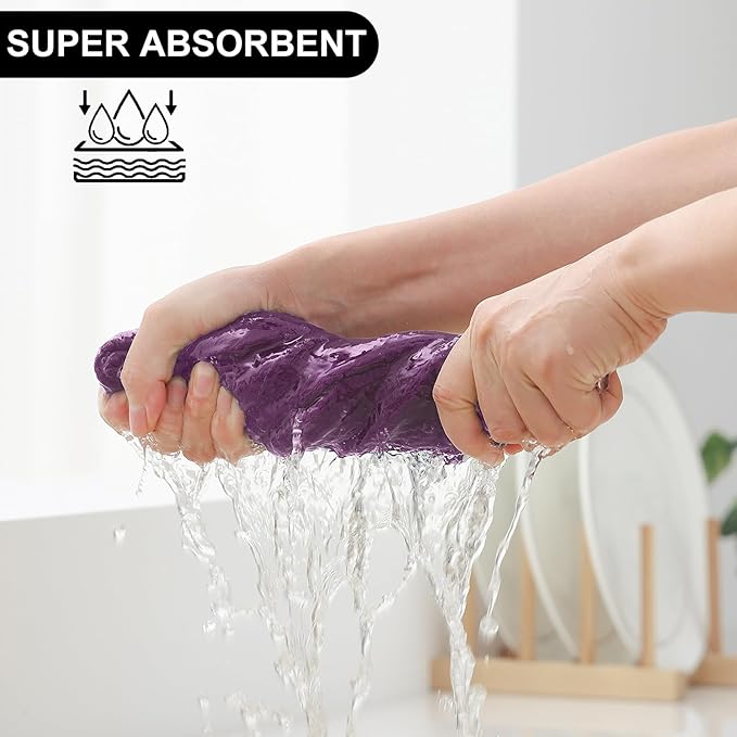 Homaxy Kitchen Towels and Dishcloths Set, 12 x 12 and 13 x 28 Inches, Set of 8 100% Cotton Waffle Weave Kitchen Towels, Super Soft and Absorbent Dish Cloths, Purple