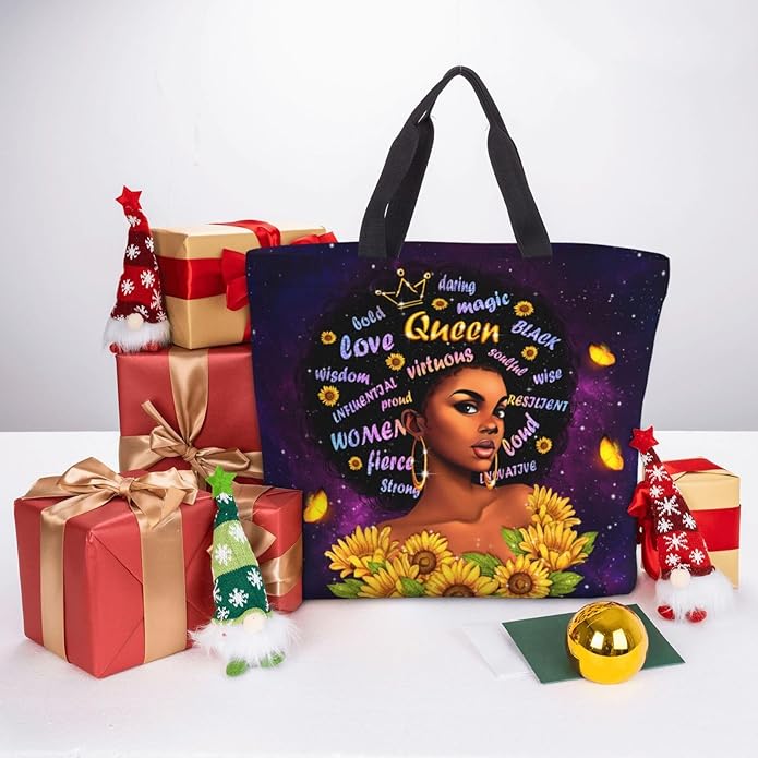 IAGM Women Tote Bags African American Woman Shoulder Bag Afro Black Girl Magic Satchel Handbags For Shopping,Work,Grocery,Gym
