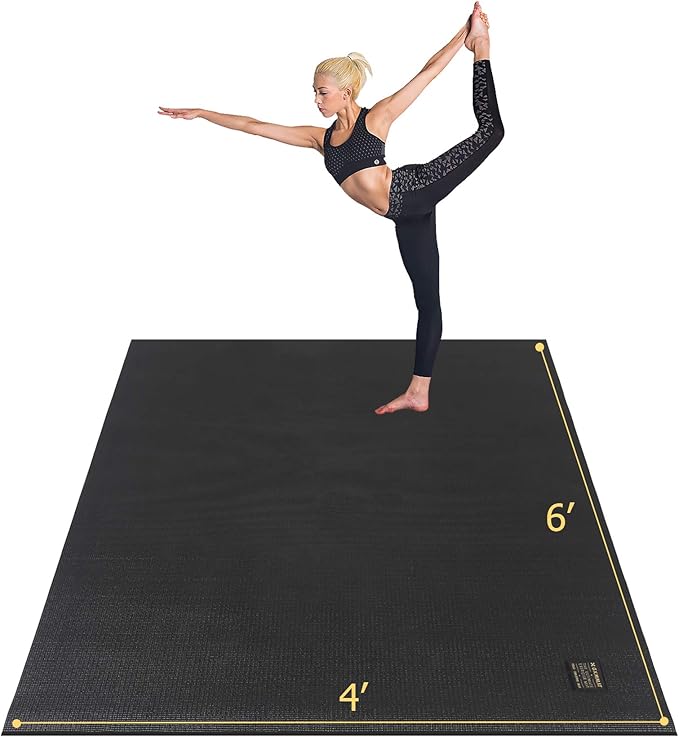 GXMMAT Large Yoga Mat 6'x4'/6'x6'/7'x5'(7mm/9mm), Extra Thick Workout Mats for Home Gym Flooring,Ultra Comfortable Non-Slip Quick Resilient Barefoot Wide Exercise Mat for Pilates,Stretching,Meditation