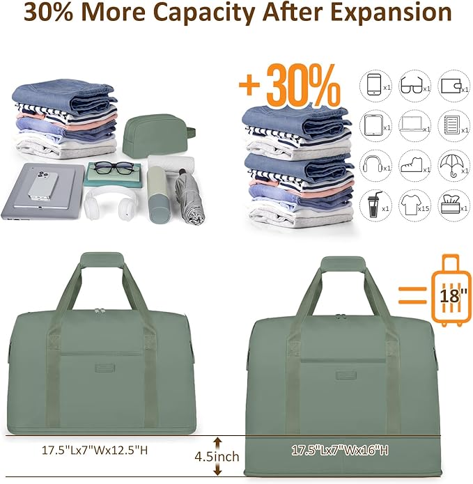 Expandable Travel Duffle Bags Weekender Overnight Bags for Women Men Hospital Bag for Women Labor Delivery with Toiletry Bag Waterproof