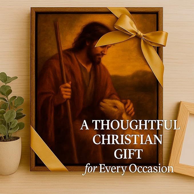 DoawBang Jesus the Good Shepherd Canvas Wall Art – 12x16” Vintage Christian Decor – Rustic Religious Artwork on Stretched Wood Frame – Faith-Based Home or Church Display – No Scripture Verses