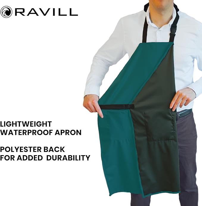 Waterproof Apron For Men and Women - 2 Pockets - 35", Black - Multi Purpose Work Aprons for Dishwashing, Dog Grooming