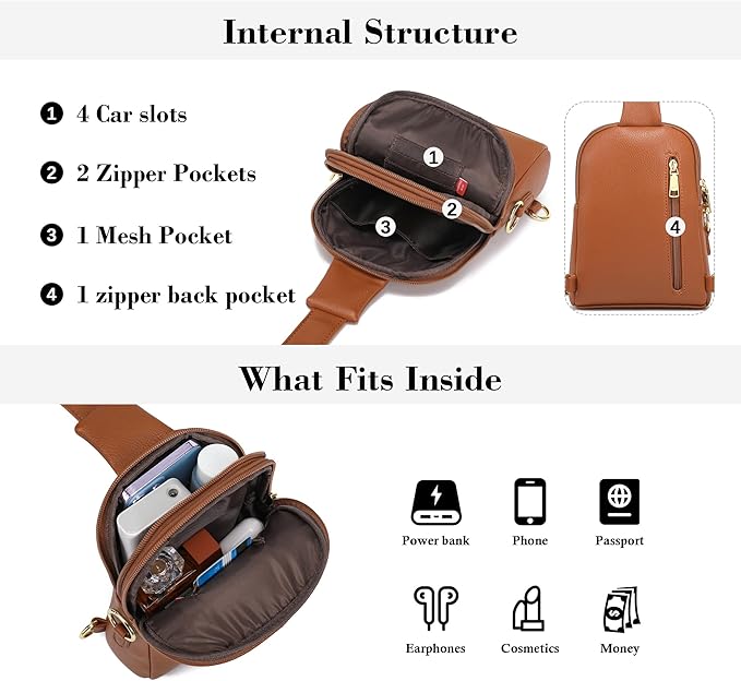 INICAT Travel Small Sling Bag Leather Crossbody Bags for Women Fanny Packs Cross Body Bag for Woman Cross Body Purses