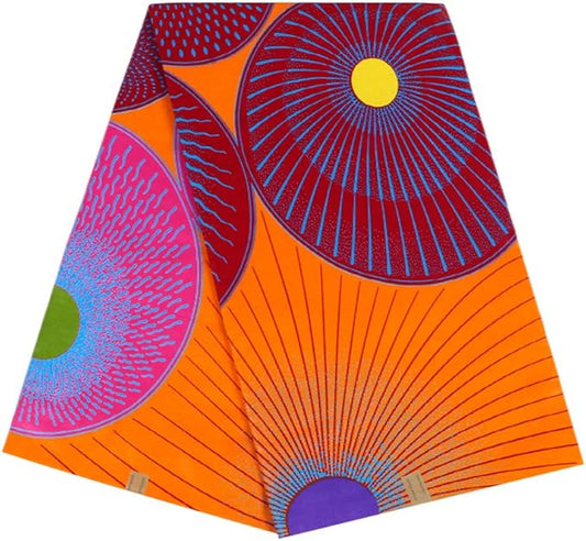 African Fabric 100% Cotton Ankara Kente Print Fabric 6 Yards for Party Dress 1094