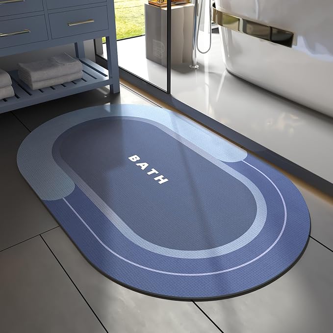 MontVoo Bath Mat - Non Slip, Quick Dry, Stain Resistant Bath Mat Rug for Bathroom Floor - Easy Care Shower Rug for Outside Bathtub - 24"x35" Navy