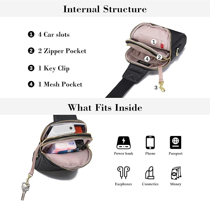 INICAT Travel Small Sling Bag Leather Crossbody Bags for Women Fanny Packs Cross Body Bag for Woman Cross Body Purses