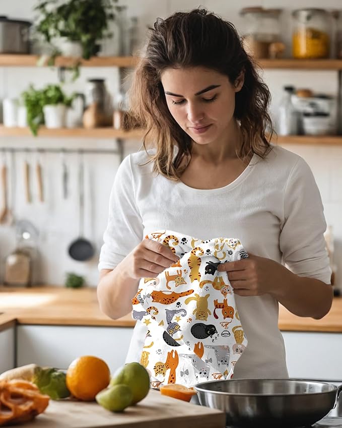 Microfiber Kitchen Towels - Set of 2 Dish Towels for Kitchen 18 x 26 Inch Home Decoration Crayon Dog Cat Cute Spring Hand Towels Soft & Absorbent Aesthetic Design