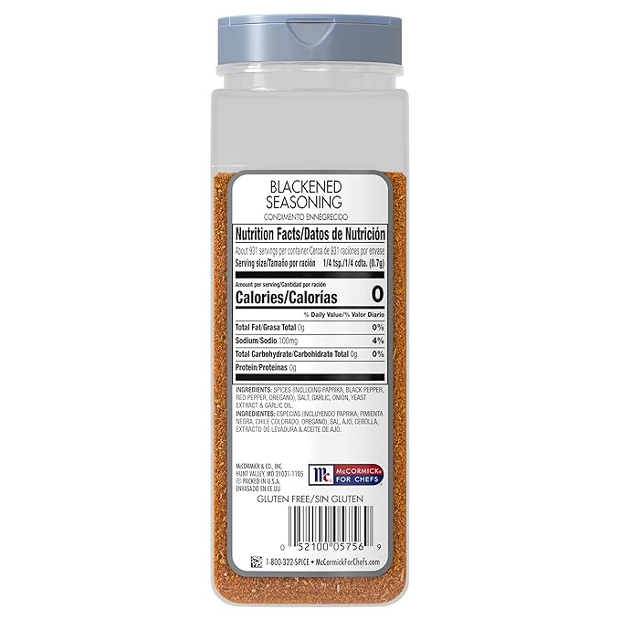 McCormick Culinary Seasoning, Blackened, Non GMO, No MSG added, For Quality Blackened Flavor in Culinary & Professional Kitchens, 23 oz