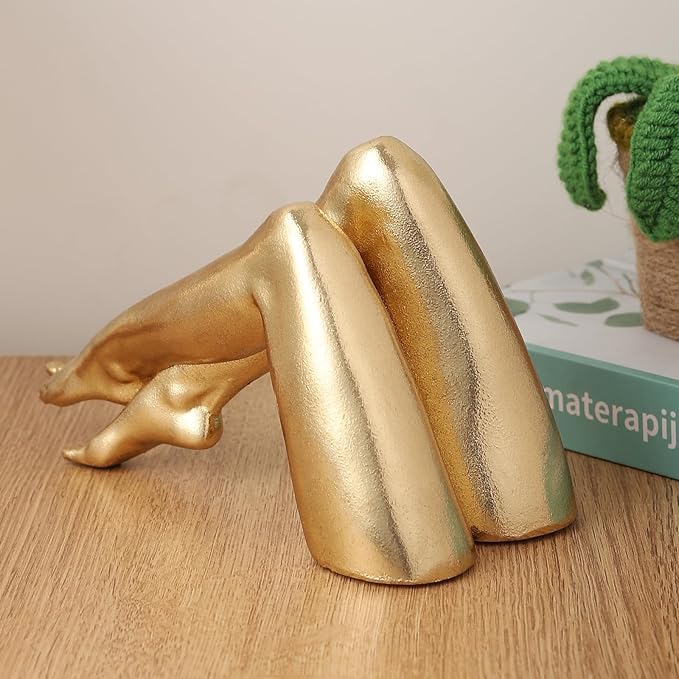 Golden Legs Sculpture Elegant Resin Home Decor Legs Statues Versatile Indoor/Outdoor Ornament, Bedroom, Office Desktop, Cabinets, Perfect (Bowed Leg)