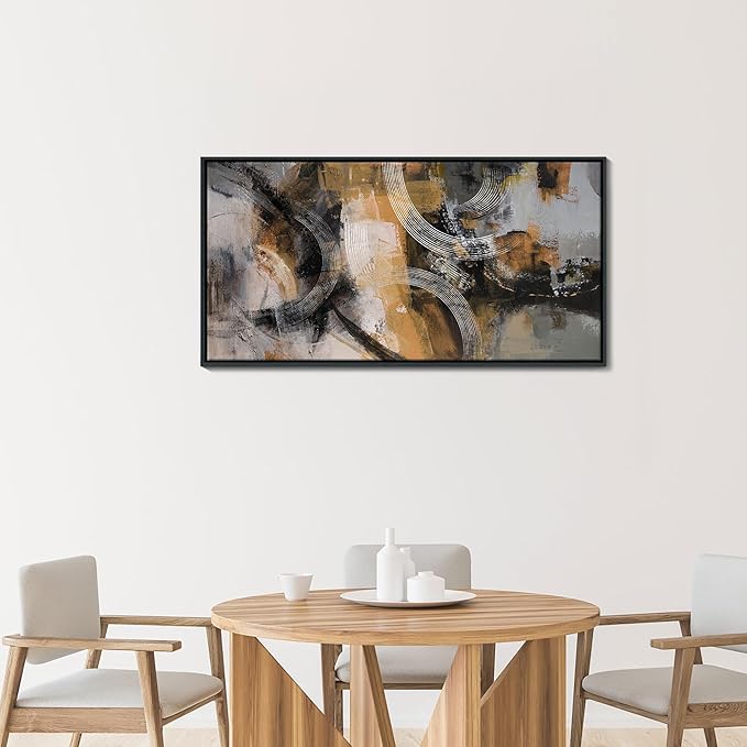 KLAKLA Modern Art Wall Decor - Large Wall Art for Living Room, Office, Bedroom - Abstract Wall Art Canvas Pictures for Living Room - Orange, Gray, Yellow Wall Artwork 20×40IN
