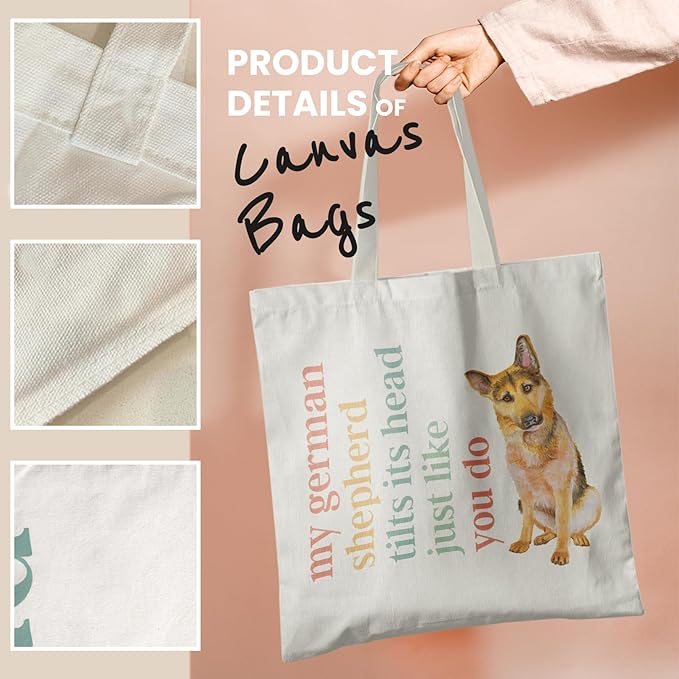 Dog Mom Canvas Tote Bags - Reusable Grocery Bags for Shopping, Funny Dog Lover Gifts for Women
