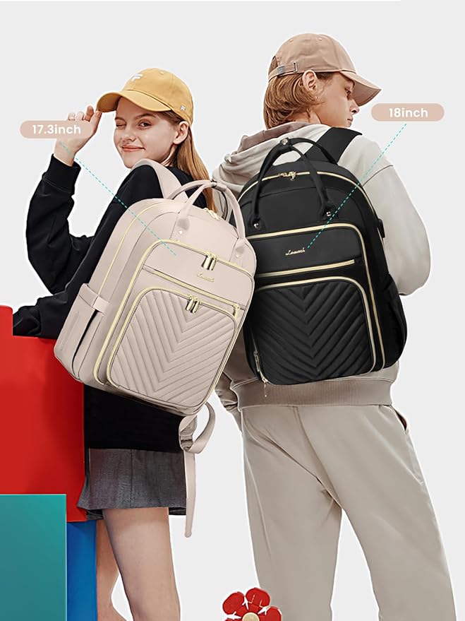 LOVEVOOK Laptop Backpack for Women, Water Resistant Travel Work Backpacks Purse Stylish Business Teacher Nurse Computer Bag with USB Charging Port,Antiquewhite