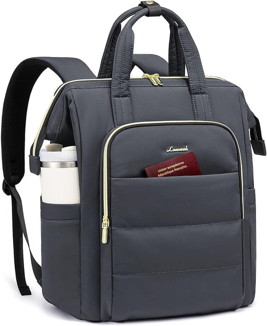 LOVEVOOK Laptop Backpack Women 15.6 inch,Lightweight Puffer Travel Backpack for Women,Quilted Laptop Bag Computer Work Teacher Nurse Backpack,Womens Backpack Purse for College Business,Dark Grey