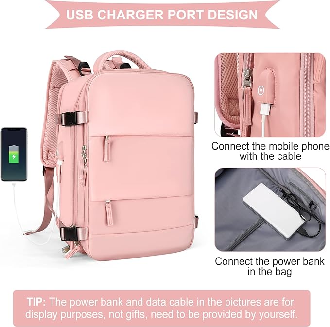 coowoz Large Travel Backpack For Women Men,Carry On Backpack Flight Approved,Hiking Backpack Waterproof Outdoor Sports Rucksack Casual Daypack Fit 15.6 Inch Laptop Shoes Compartment