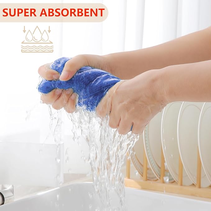 Homaxy 100% Cotton Waffle Weave Kitchen Dish Cloths, Ultra Soft Absorbent Quick Drying Dish Towels, 12 x 12 Inches, 6-Pack, Blueberry