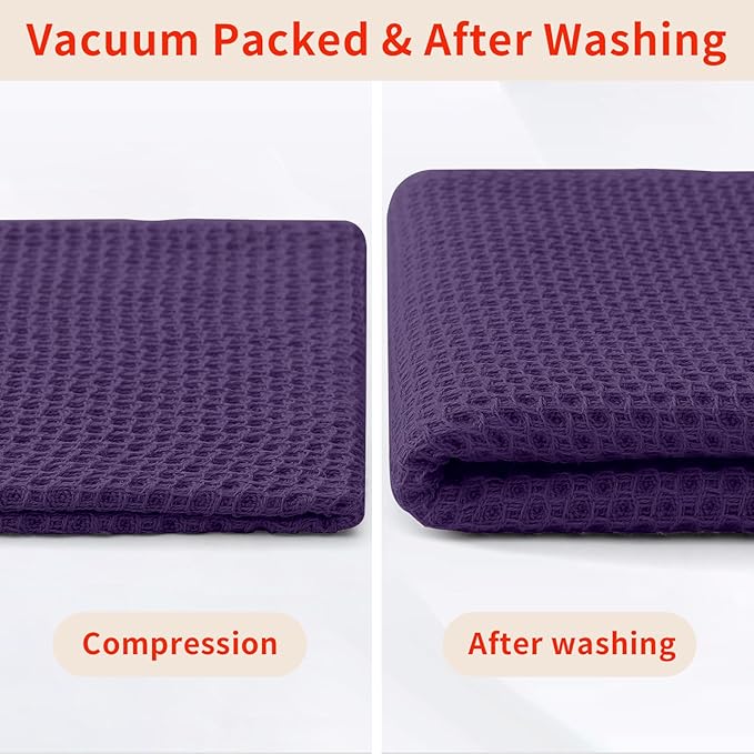 Homaxy 100% Cotton Kitchen Towels and Dishcloths Set, 12 x 12 Inches and 13 x 28 Inches, Set of 10 Bulk Kitchen Towels Set, Ultra Soft Absorbent Dish Cloths for Washing Dishes, Eggplant