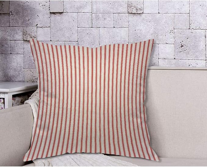 AOYEGO Red Vertical Stripe Throw Pillow Cover Streaks Red and White Line Background Fashion Striped Simple Repeat Pillow Case 18x18 Inch Decorative Men Women Room Cushion Cover for Home Couch