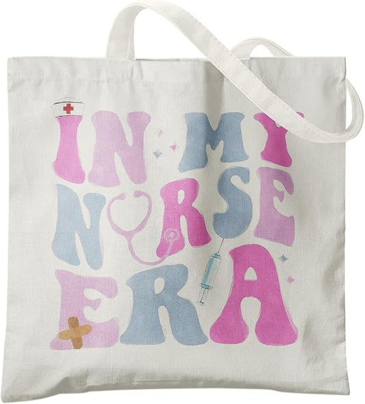 Nurse Canvas Tote Bag for Women,Registered Nurse Appreciation Gifts, Reusable Grocery Shopping Bags