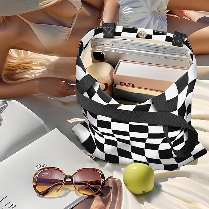 Canvas Tote Bag for Women，Cute Heavy-Duty Shoulder Bag with Zipper Pocket -Travel Tote for Grocery, Gym,Shopping