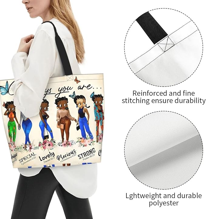 Tote Bag For Women African American Tote Bag Shoulder Handbag Black Queen Women Casual Shoulder Bag ，Premium Quality