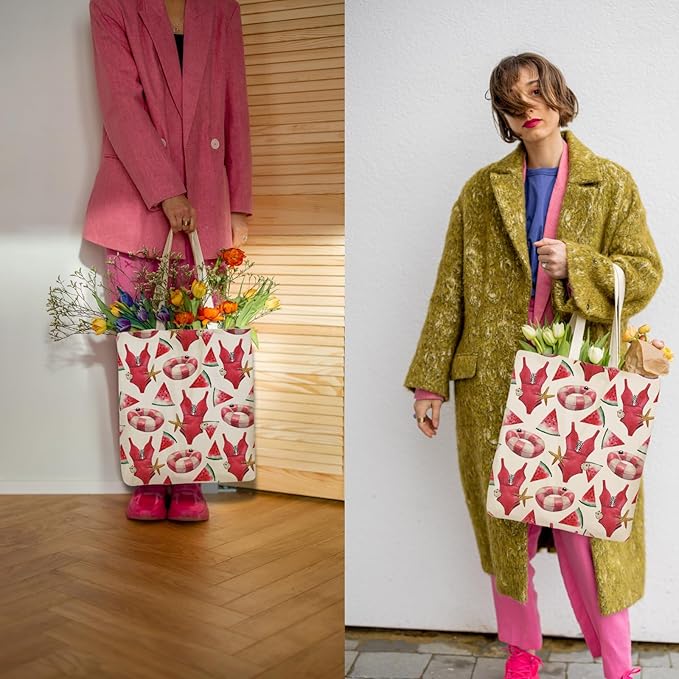 Tote Bag for Women, Canvas Tote Bag with Pockets,Canvas Shopping Bags,Reusable Grocery Bags