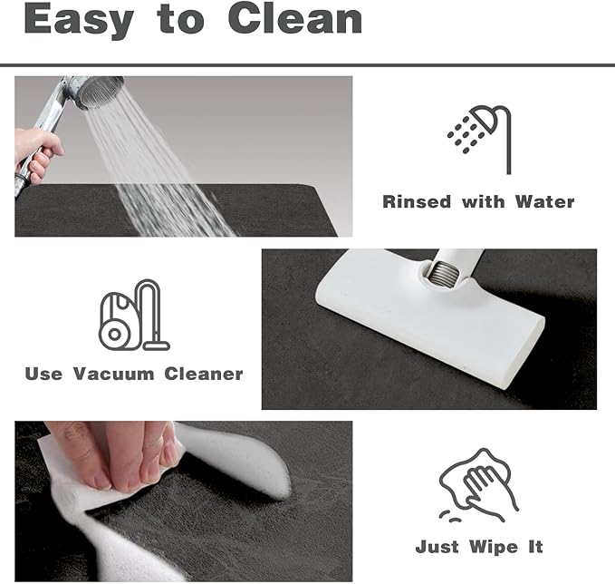 Black Bath Mat, Bathroom Rugs Non Slip Washable Thin Absorbent Quick Dry Bath Mat Fits Under Door Bathroom Floor Mat Perfect for Bath, Shower, or Sink 17"x59" Black