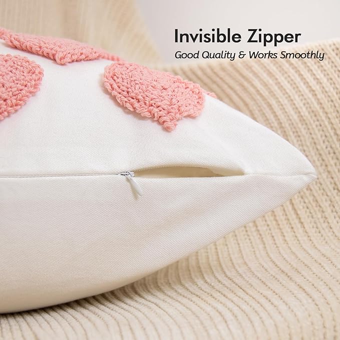 lifein 18x18 Pillow Covers-Throw Pillow Cover,Tufted Boho Jacquard Pillow Covers,Farmhouse Decorative Pillow Cover,Pillow Cases for Gift,Couch,Sofa,Bed,Chair,Living Room,Home Decor(18x18inch)