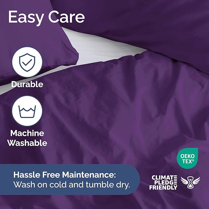 Duvet Cover Full Size Set - Extra Soft Full Size Duvet Cover 80 x 90 with 2 Pillow Shams - Hotel Luxury, Easy Care and Fade Free with Zipper Closures & Ties - Comfy, Breathable Bedding Set (Purple)