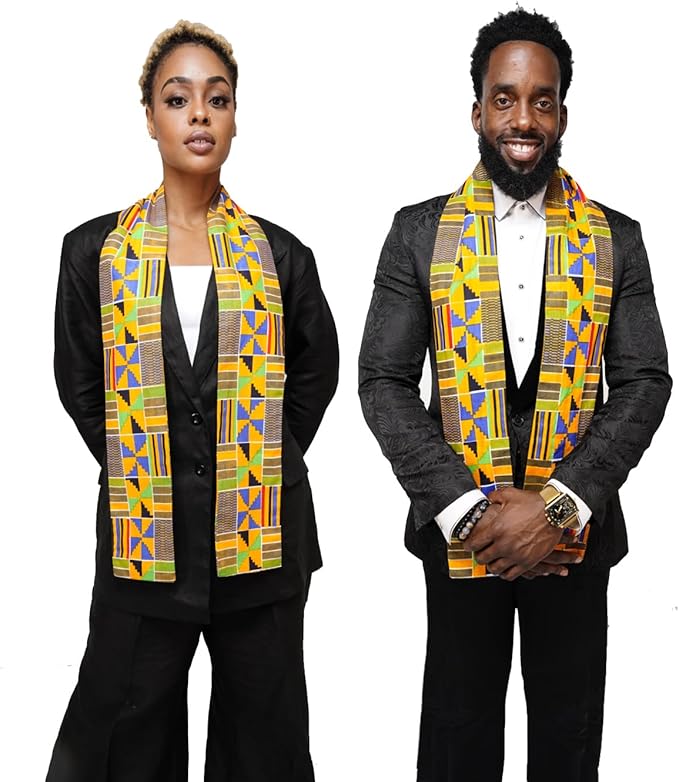 Dupsie's 1pc Kente African Print Graduation Stole, Made in Africa Black History, Festivals, Cultural, HBCU, Graduate, Schools